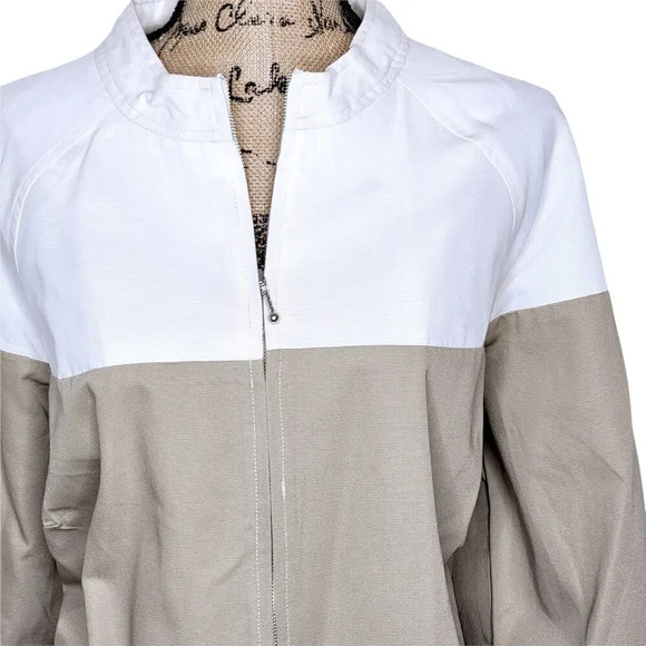 MAGGIE BARNES Womens Plus Fall Colorblock Cotton Canvas Jacket Size 1X Brown - Picture 7 of 12